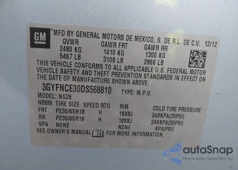 2013 Cadillac Srx Luxury Collection from USA, damaged, VIN 3GYFNCE30DS568810